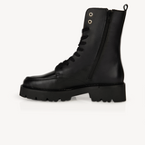 Kiki: Black Leather Lace Up Boots