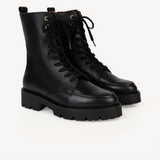 Kiki: Black Leather Lace Up Boots
