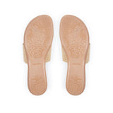 Ophelia: Taupe Raffia Stretch Toe Post Sandals