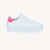 Sadie: White & Neon Pink Platform Trainers