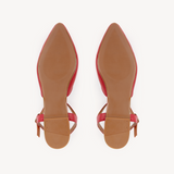 Anais: Red Leather Pointed T-Bar Flats
