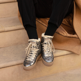 Camino: Vintage Gold Suede and Shearling Boots