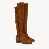 Dakota: Tan Suede Fringe Over the Knee Boots - Pre-Order (Dispatch w/c 03/11)