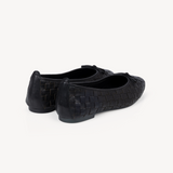 Poppy: Black Leather Woven Ballerinas