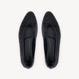 Poppy: Black Leather Woven Ballerinas