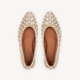 Poppy: Gold Leather Woven Ballerinas
