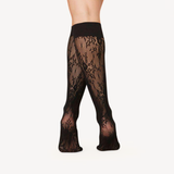Rosa Lace Floral Knee-High Tights: Black