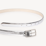 Varenna: Silver Metallic Skinny Belt