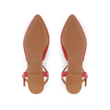 Anais: Red Leather Pointed T-Bar Flats