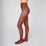 Rosa Lace Tights: Burgundy