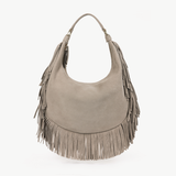 Alessia Fringe Bag: Stone Suede