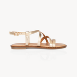 Athena: Gold Leather Strappy Sandals