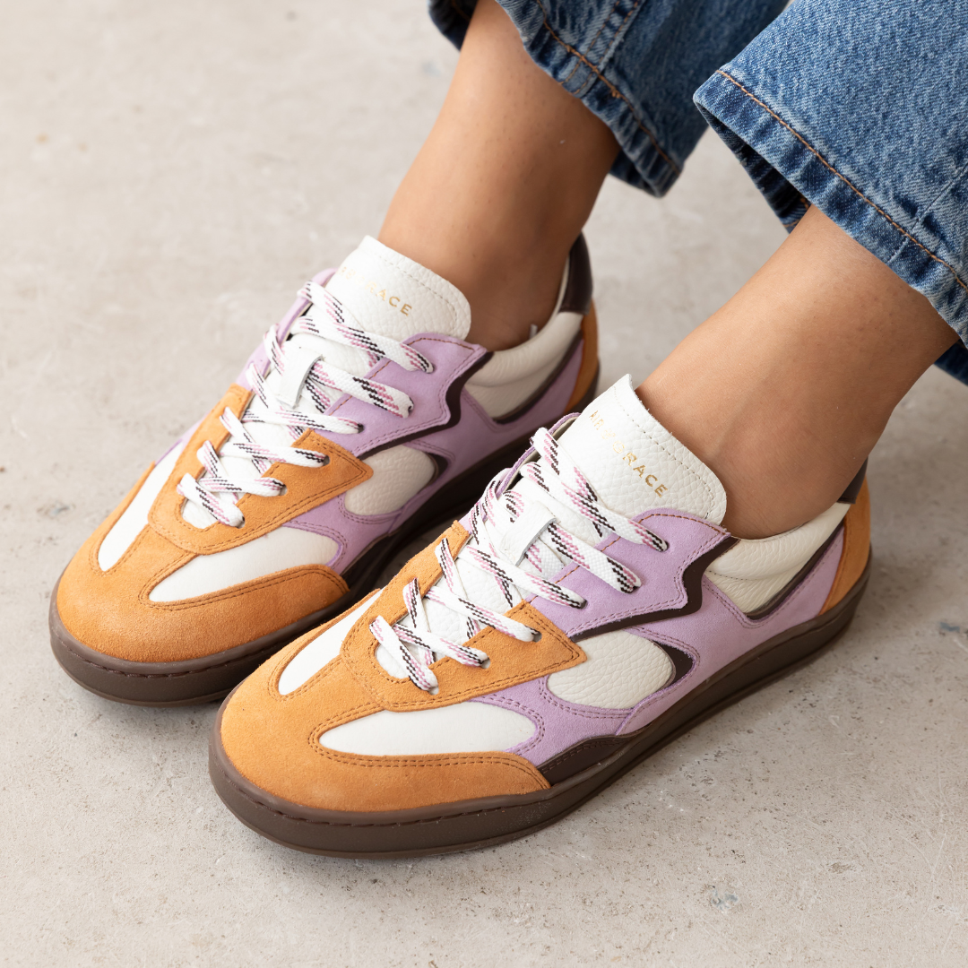 Panello Trainers Off White Tan & Lilac
