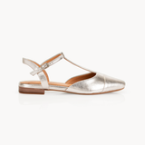 Anais Pointed T-Bar Flats: Silver Leather - Pre-Order (Dispatch w/c 30/03/26)