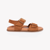 Gala: Tan Suede Two Bar Back Strap Sandals