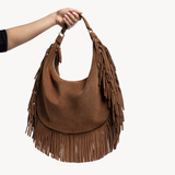 Alessia Fringe Bag: Chocolate Brown Suede