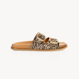 Talia Two Bar Sandals: Zebra Print Suede - Pre-Order (Dispatch w/c 13/04/26)