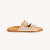 Talia Two Bar Sandals: Gold Shimmer Suede - Pre-Order (Dispatch w/c 13/04/26)