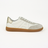 Isla (Seconds): Off White, Silver & Gold Leather & Suede Trainers
