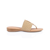 Ophelia: Taupe Raffia Stretch Toe Post Sandals