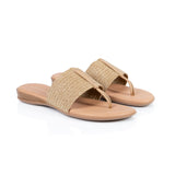 Ophelia: Taupe Raffia Stretch Toe Post Sandals
