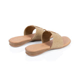 Ophelia: Taupe Raffia Stretch Toe Post Sandals