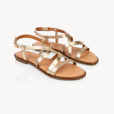 Athena: Gold Leather Strappy Sandals
