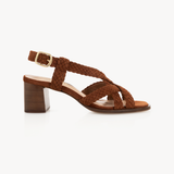 Solene Woven Block Heel Sandals: Tan Suede - Pre-Order (Dispatch w/c 27/04/26)