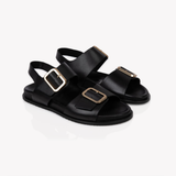 Gala: Black Two Bar Back Strap Sandals
