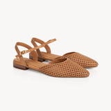 Loulou Pointed Flats: Tan Leather