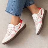 Panello Trainers: Off White, Red & Pink