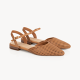 Loulou Pointed Flats: Tan Leather