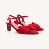 Bisou Bow Pointed Mid-Heel: Red Suede - Pre-Order (Dispatch w/c 20/07/26)