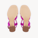 Solene Woven Block Heel Sandals: Fuchsia Suede - Pre-Order (Dispatch w/c 27/04/26)