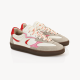 Panello Trainers: Off White, Red & Pink