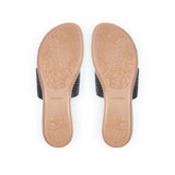 Ophelia: Black Raffia Stretch Toe Post Sandals