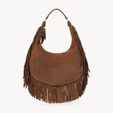 Alessia Fringe Bag: Chocolate Brown Suede