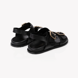 Gala: Black Two Bar Back Strap Sandals