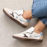 Panello Trainers: Off White, Blue & Brown