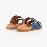 Talia Two Bar Sandals: Blue Suede
