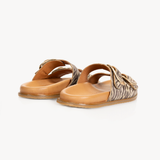 Talia Two Bar Sandals: Zebra Print Suede - Pre-Order (Dispatch w/c 13/04/26)