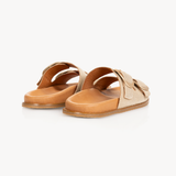 Talia Two Bar Sandals: Gold Shimmer Suede - Pre-Order (Dispatch w/c 13/04/26)