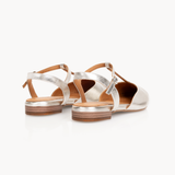 Anais Pointed T-Bar Flats: Silver Leather - Pre-Order (Dispatch w/c 30/03/26)