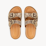 Talia Two Bar Sandals: Zebra Print Suede - Pre-Order (Dispatch w/c 13/04/26)