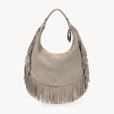 Alessia Fringe Bag: Stone Suede