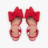 Bisou Bow Pointed Mid-Heel: Red Suede - Pre-Order (Dispatch w/c 20/07/26)