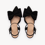 Bisou Bow Pointed Mid-Heel: Black Suede - Pre-Order (Dispatch w/c 20/07/26)
