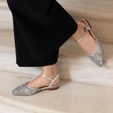 Loulou: Silver Glitter Pointed Flats