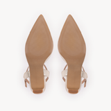 Ariel Pointed T-Bar Mid-Heel: Gold Leather - Pre-Order (Dispatch w/c 20/07/26)