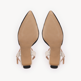 Ariel Pointed T-Bar Mid-Heel: Black Suede & Gold - Pre-Order (Dispatch w/c 20/07/26)